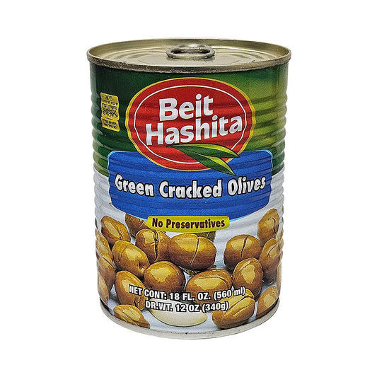 Beit Hashita Green Cracked Olives 18 oz