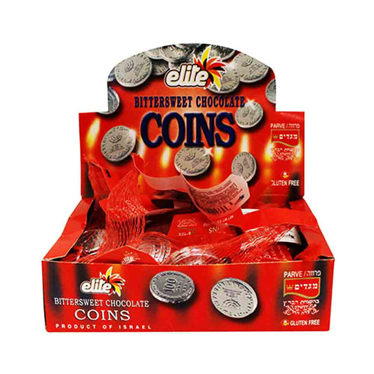 Elite Megadim Bittersweet Chocolate Silver Coins 24 Pack